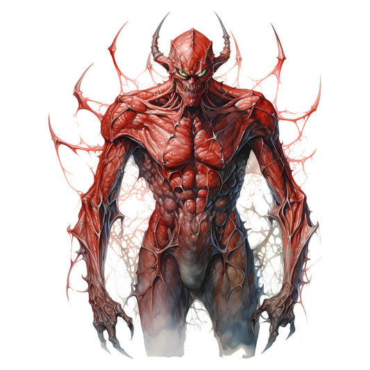 dark red, blood red, crimson, deep burgundy, charcoal gray, black, anatomical, horror, gothic, demonic, monster, creature, fantasy, dark fantasy, evil, macabre, dark art, supernatural, skeleton, bones, muscular, anatomical illustration, otherworldly, spiky, menacing, nightmare, dark aesthetic, adult themes, edgy