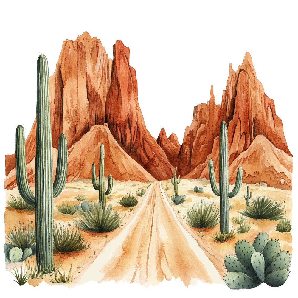 Watercolor Texas Fabric Panel 28