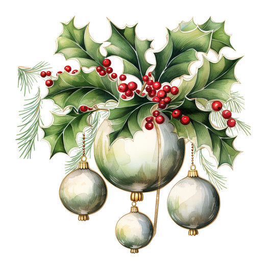 Holly and Baubles Fabric Panel 15