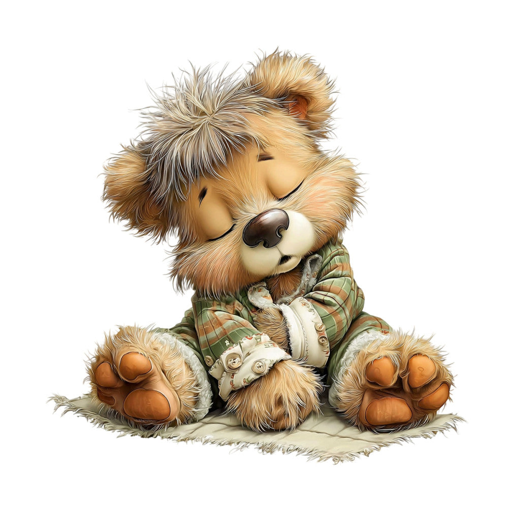 teddy bear, cute animals, children's fabric, baby animals, plaid, green plaid, tan, cream, brown, beige, rust orange, whimsical, adorable, stuffed animal, cozy, rustic, vintage style, charming, playful, nursery, baby quilt, children's quilt, soft colors, warm tones, woodland, peaceful, snugly, illustration style, character fabric