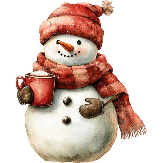 Watercolor Christmas Snowman Fabric Panel 5