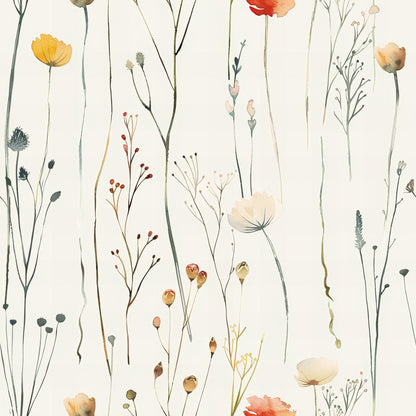 Handdrawn Meadow Wildflowers Pattern 1 Quilting Cotton Fabric