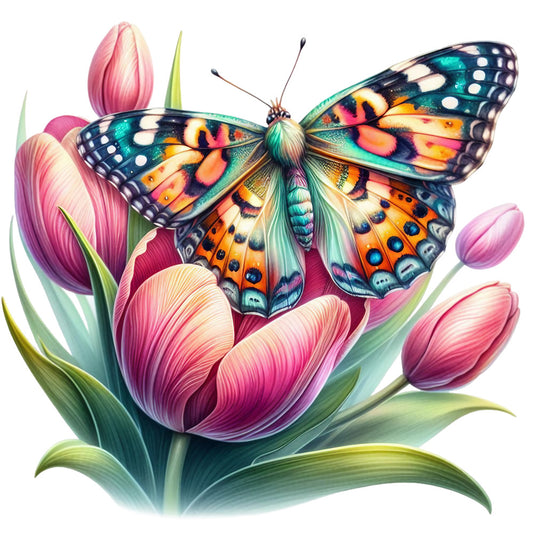 Spring Flowers and Butterflies Fabric Panel 44