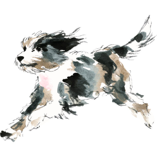 Handdrawn Doodle Dog Fabric Panel 61