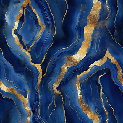 Royal Blue and Gold Agate Pattern 4 Minky Fabric