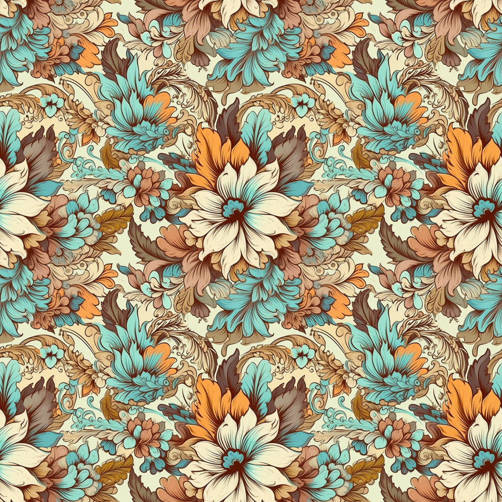 Tangerine Teal Reverie Pattern 4 Minky Fabric