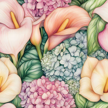 Pastel Calla Lily Pattern 2 Quilting Cotton Fabric