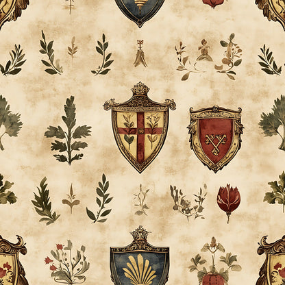 Rustic German Banners and Shields Pattern 10 Quilting Cotton Fabric