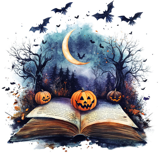 Halloween Books Fabric Panel 2