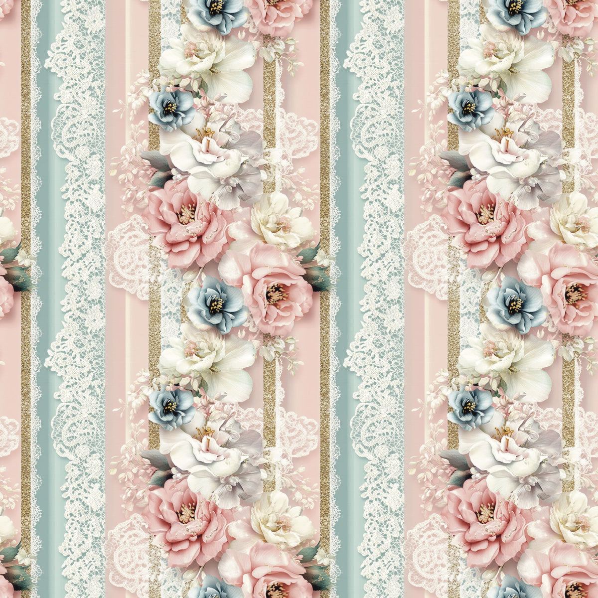 Roses and Lace Pattern 2 Minky Fabric