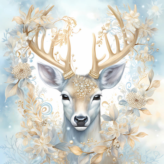 Light Blue and Gold Christmas Fabric Panel 31