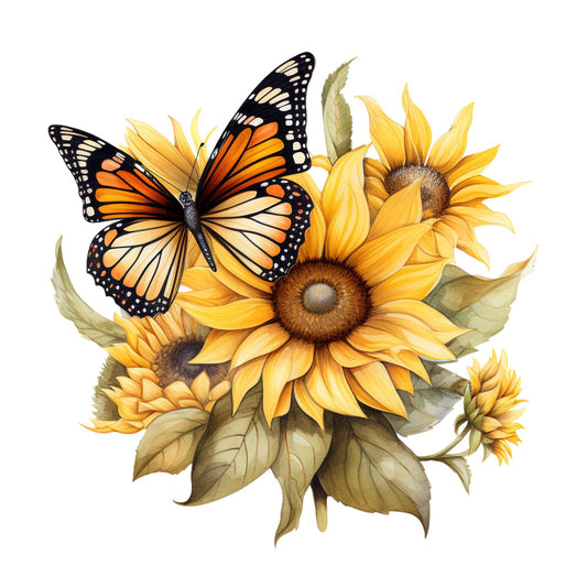 Sunflowers and Butterflies Fabric Panel 3