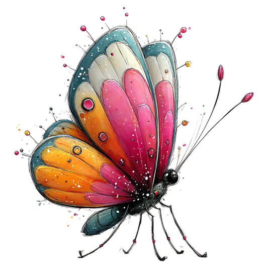 butterfly, monarch butterfly, colorful butterfly, orange, coral pink, magenta, cream, teal blue, multi-color, nature, insects, whimsical, modern, artistic, watercolor, gradient, iridescent, spring, summer, botanical, decorative, elegant, vibrant, ombre effect, fantasy, dimensional, sparkle, jewel tones, children, nursery