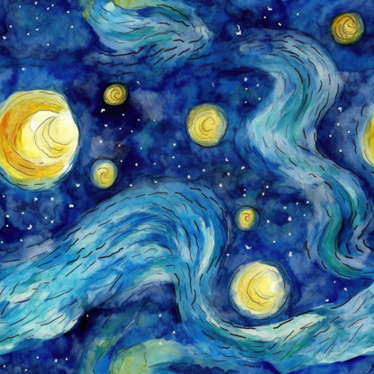 Starry Night Pattern 9 Quilting Cotton Fabric