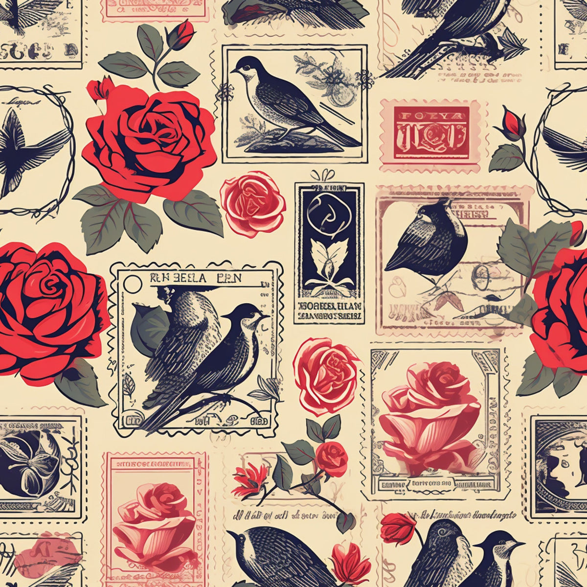 Postmarked Roses Pattern 11 Minky Fabric