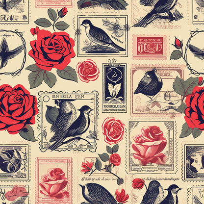 Postmarked Roses Pattern 11 Minky Fabric