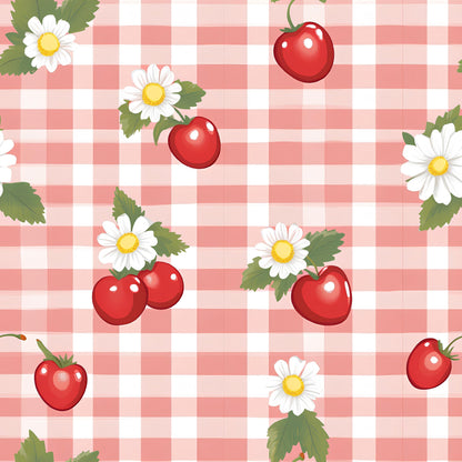 Strawberry Daisy Picnic Pattern 8 Minky Fabric