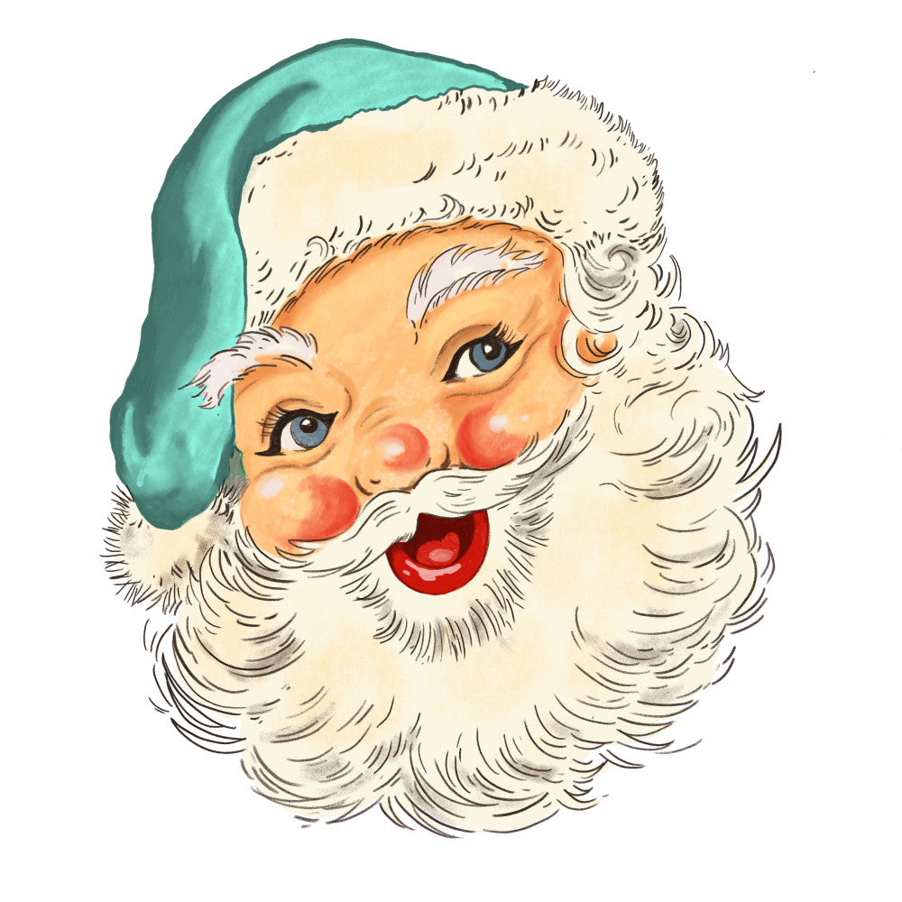 Blue Hat Santas Fabric Panel 3