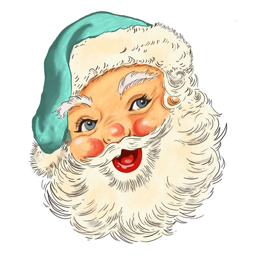 Blue Hat Santas Fabric Panel 3