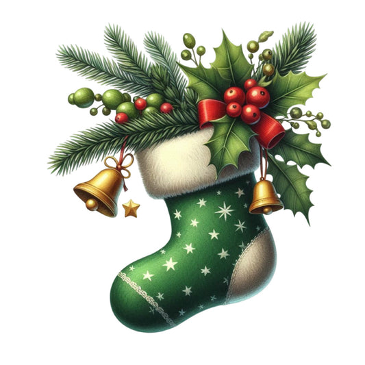 Christmas Stocking Scene Fabric Panel 21