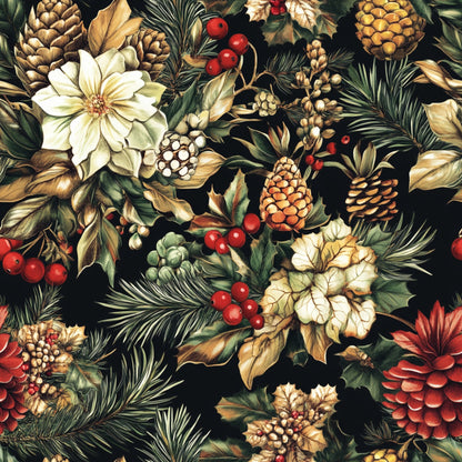 Christmas Pinecones Pattern 4 Quilting Cotton Fabric