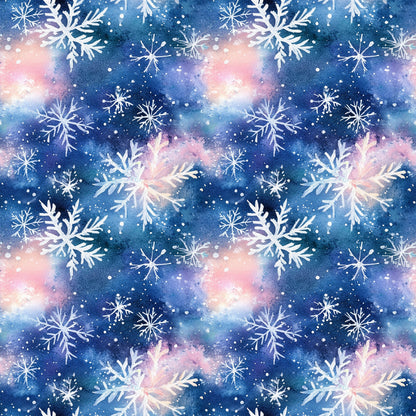 Watercolor Blue Christmas Pattern 2 Quilting Cotton Fabric