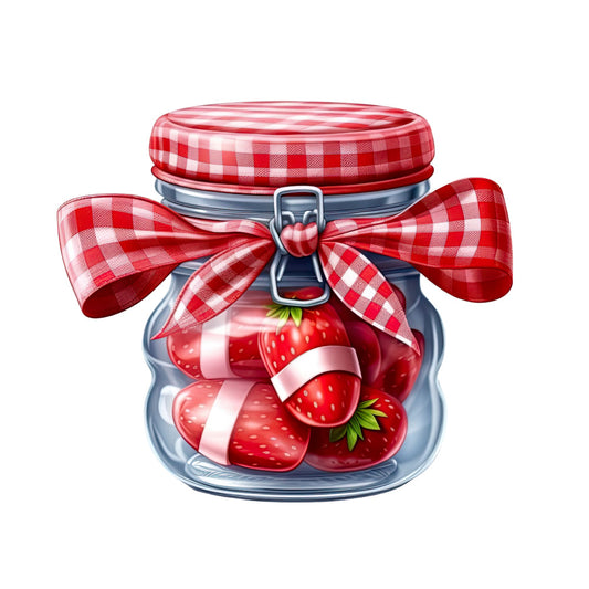 Strawberry Jam Jars Fabric Panel 5