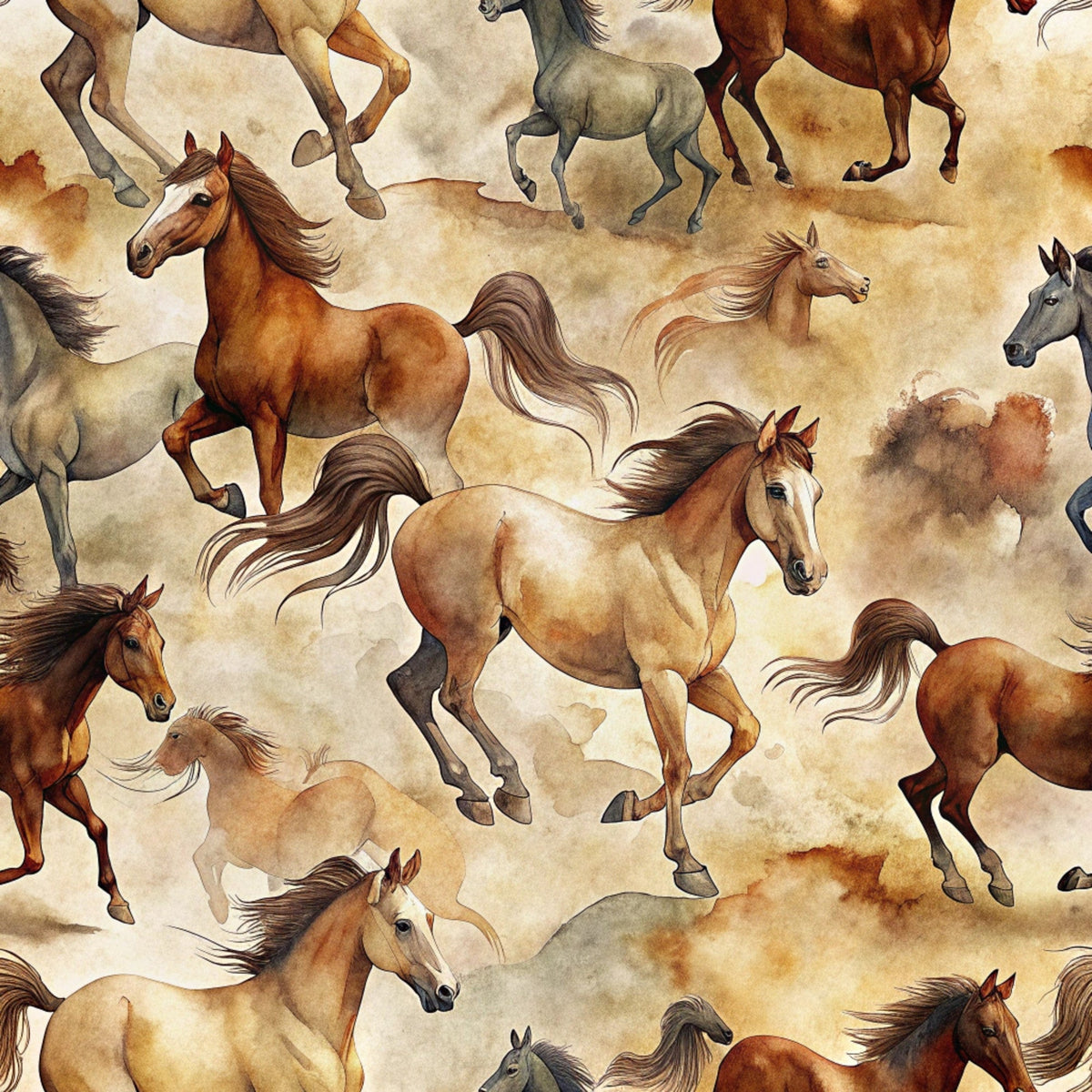Galloping Mustangs Pattern 28 Minky Fabric