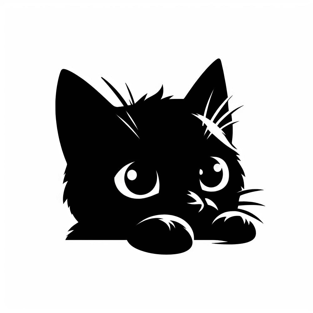 Peeking Black Cat Fabric Panel 5