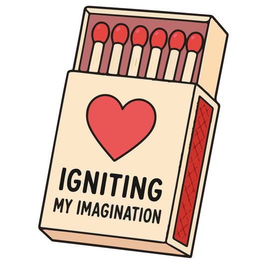 cream, red, coral red, heart, matches, matchstick, love, humor, funny, whimsical, playful, quirky, inspirational, motivational, modern, contemporary, cute, novelty, smoking, vice, statement, text, typography, illustration, graphic, humorous, fun, indie, alternative style, adult humor