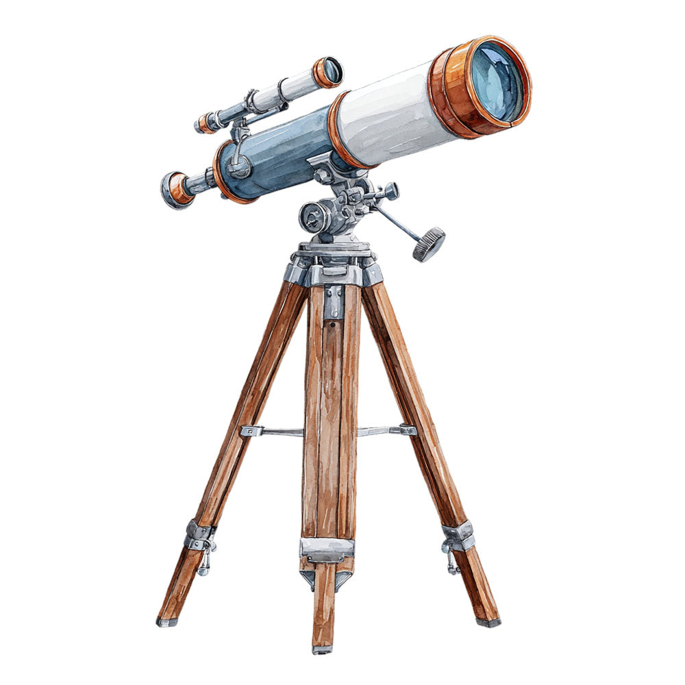 telescope, vintage, nautical, brass, copper, astronomy, steampunk, wooden tripod, scientific instrument, brown, blue, gray, silver, retro, antique, explorer, vintage science, industrial, educational, celestial, classic, traditional, historical, precision instrument, optical, brass accents, wood tones, elegant, timeless