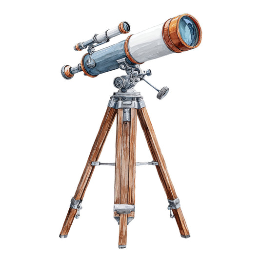 telescope, vintage, nautical, brass, copper, astronomy, steampunk, wooden tripod, scientific instrument, brown, blue, gray, silver, retro, antique, explorer, vintage science, industrial, educational, celestial, classic, traditional, historical, precision instrument, optical, brass accents, wood tones, elegant, timeless