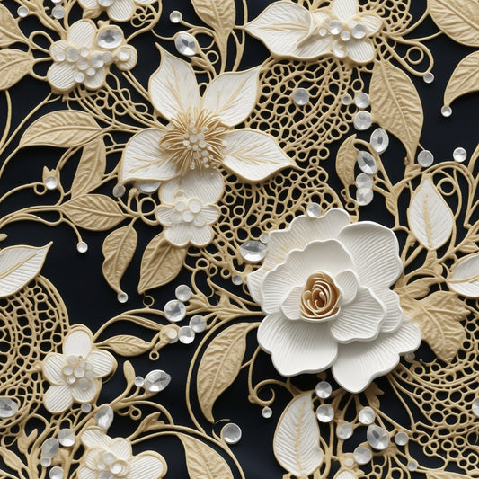 Tatting Lace Pattern 4 Quilting Cotton Fabric