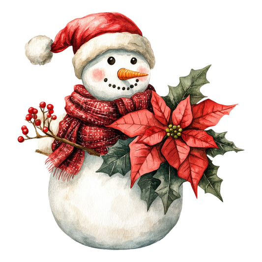 Watercolor Christmas Snowman Fabric Panel 20