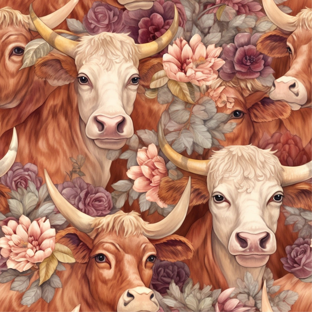 Blooming Bovines Pattern 3 Minky Fabric