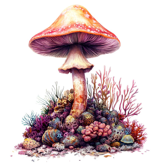 Underwater Mushrooms Fabric Panel 17