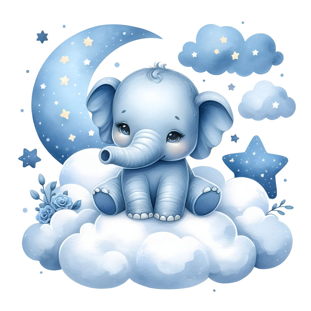 Baby Boy Elephant Fabric Panel 44