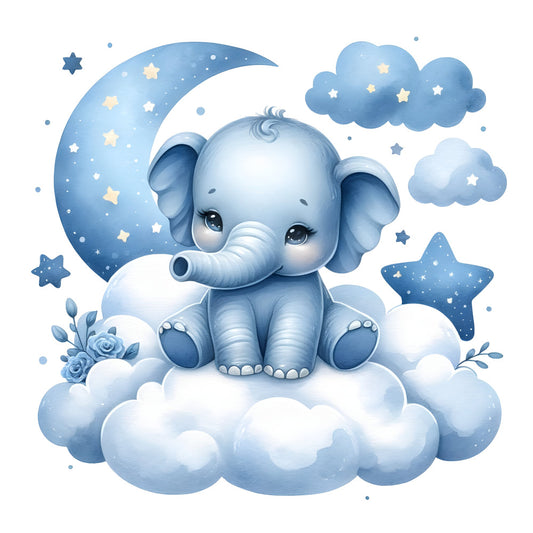 Baby Boy Elephant Fabric Panel 44