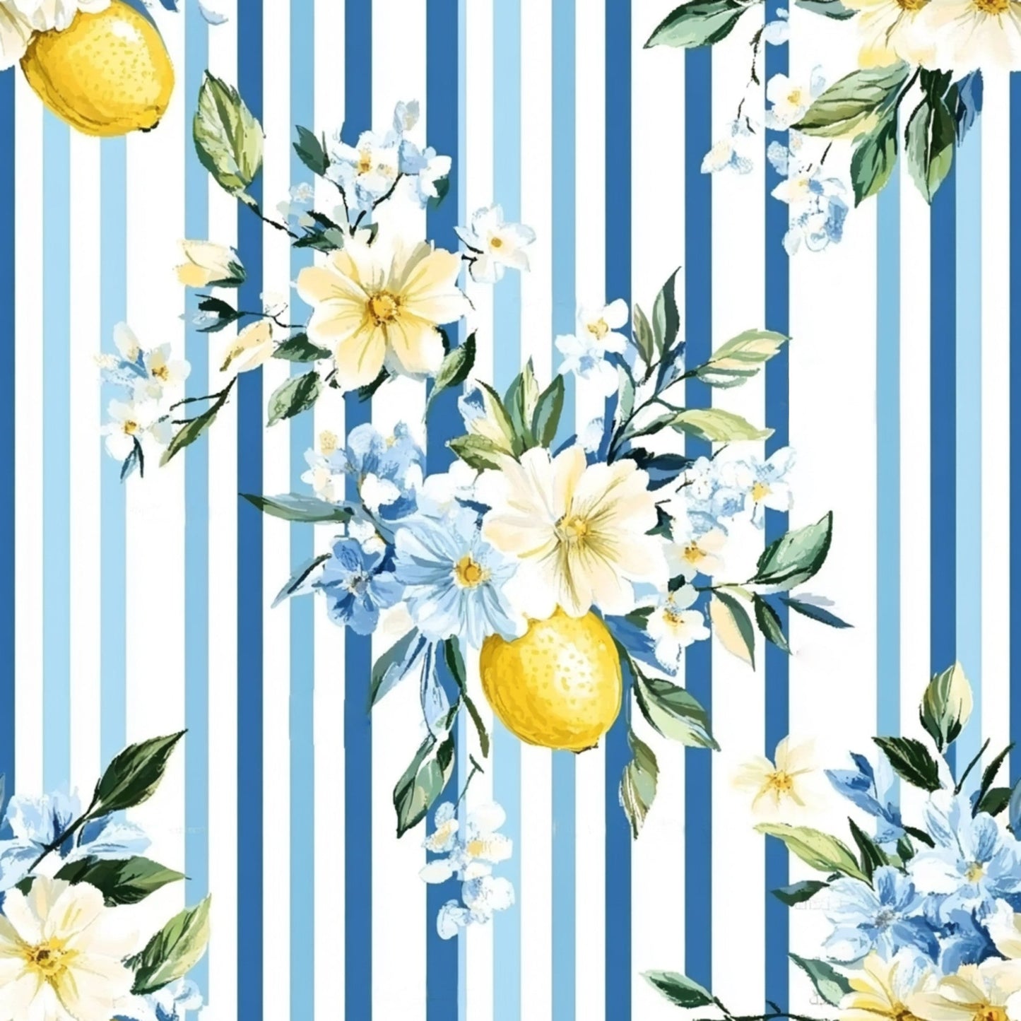 Lemon Floral Shabby Chic Pattern 6 Quilting Cotton Fabric
