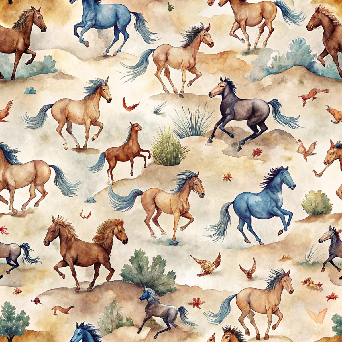 Galloping Mustangs Pattern 18 Minky Fabric
