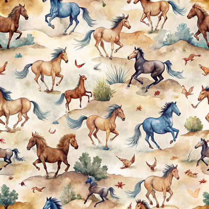 Galloping Mustangs Pattern 18 Minky Fabric