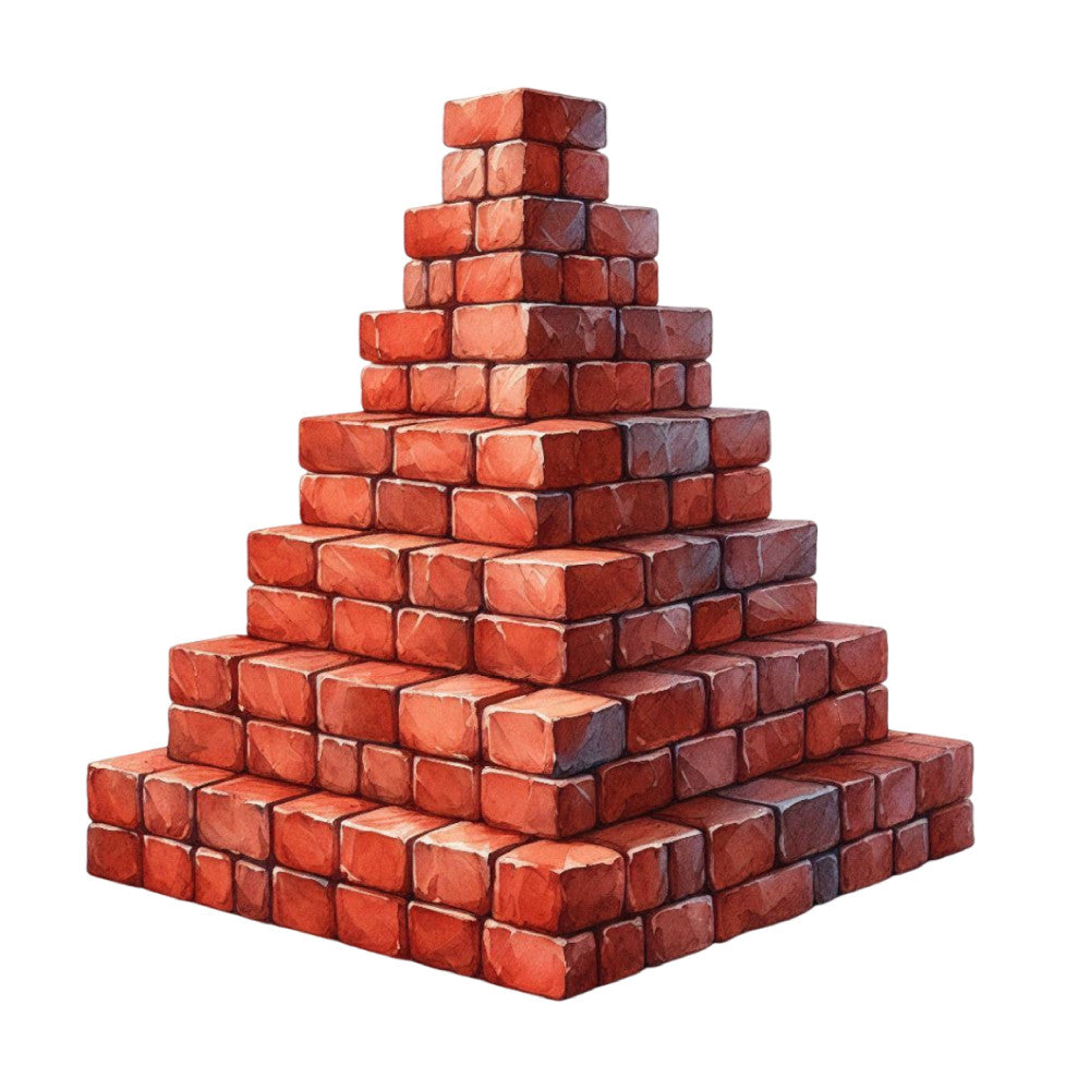 brick red, rust orange, terracotta, burnt orange, geometric, stacked brick, masonry, 3d effect, dimensional, architecture, building blocks, construction, industrial, modern, contemporary, structured, bold, textured, rustic, masculine, home decor, wall art, abstract, earthtone, warm tones, autumn, fall colors, realistic, stacked stone effect