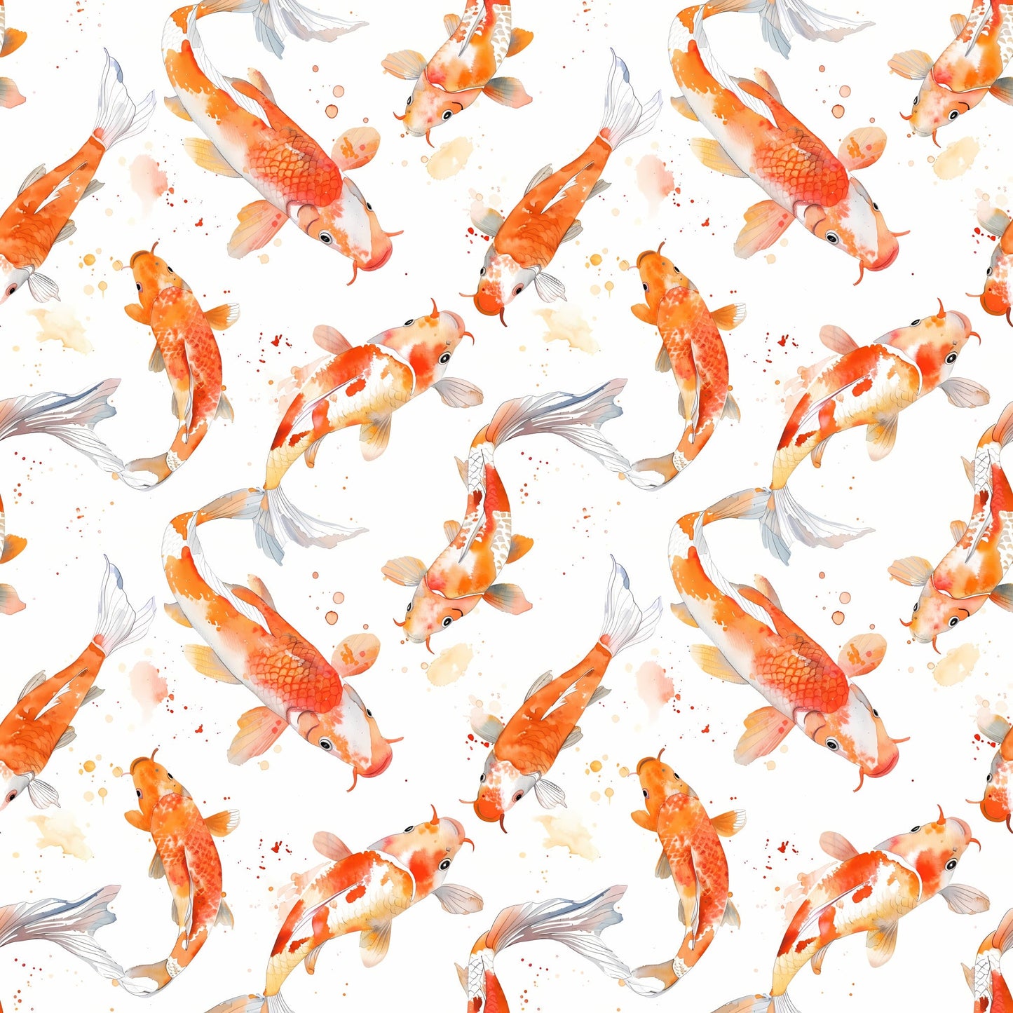 Watercolor Fish Pattern 12 Quilting Cotton Fabric
