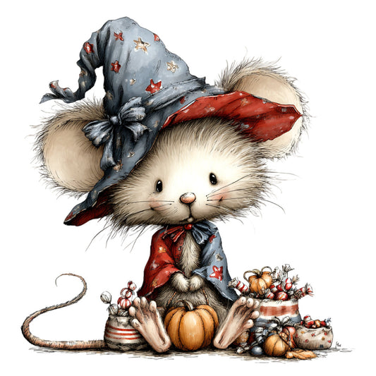 cute mouse, autumn harvest, fall theme, whimsical animals, country charm, farmhouse style, pumpkins, gingham, red and blue, cream white, vintage inspired, children's fabric, baby quilt, animal motifs, harvest vegetables, cottage core, rustic style, seasonal, folk art, decorative hat, traditional pattern, festive, countryside, woodland creatures, patchwork, homespun aesthetic, storybook illustration