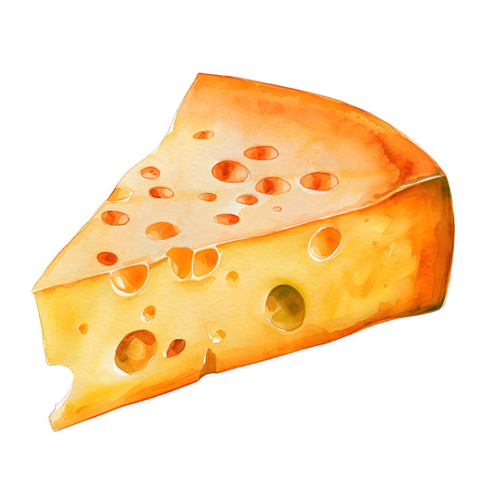 cheese, swiss cheese, golden yellow, bright orange, cream, food, kitchen, whimsical, playful, novelty, holes, cheese wedge, culinary, farmhouse, cottage core, fun, cute, humorous, retro, vintage, folk art, illustrated, food print, gourmet, artisan, comfort food, cozy, warm tones, orange yellow gradient