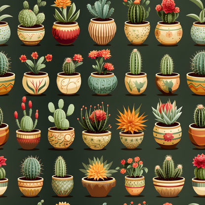 Midnight Succulents Pattern 4 Minky Fabric