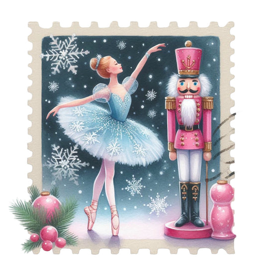 Nutcracker Postage Stamps Fabric Panel 21