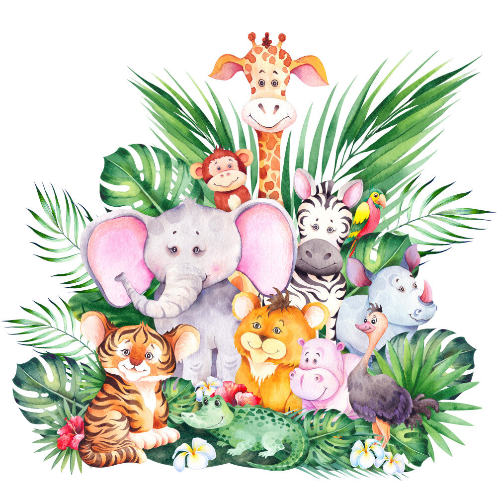 African Cartoon Animals Fabric Panel 7