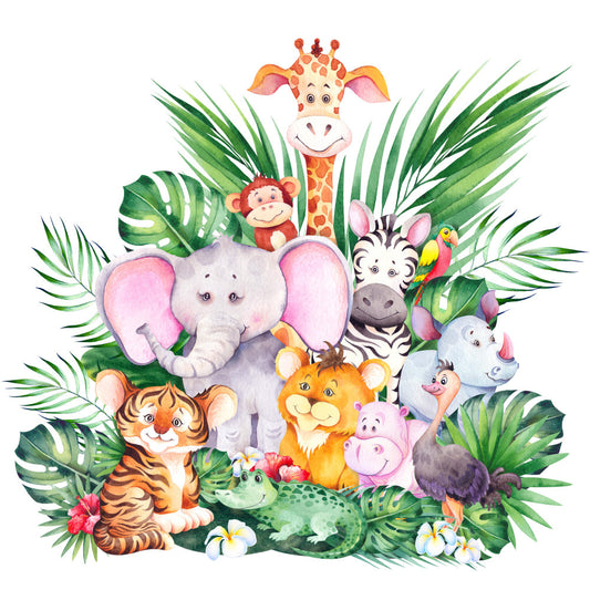 African Cartoon Animals Fabric Panel 7