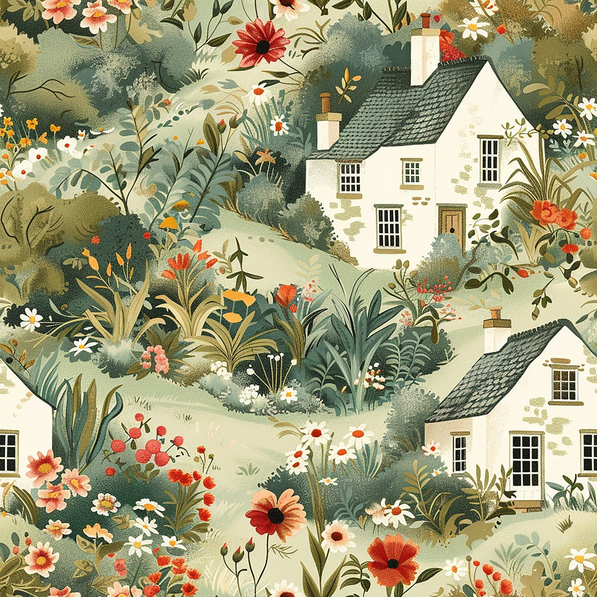 Sage Meadow Blooms Pattern 2 Minky Fabric